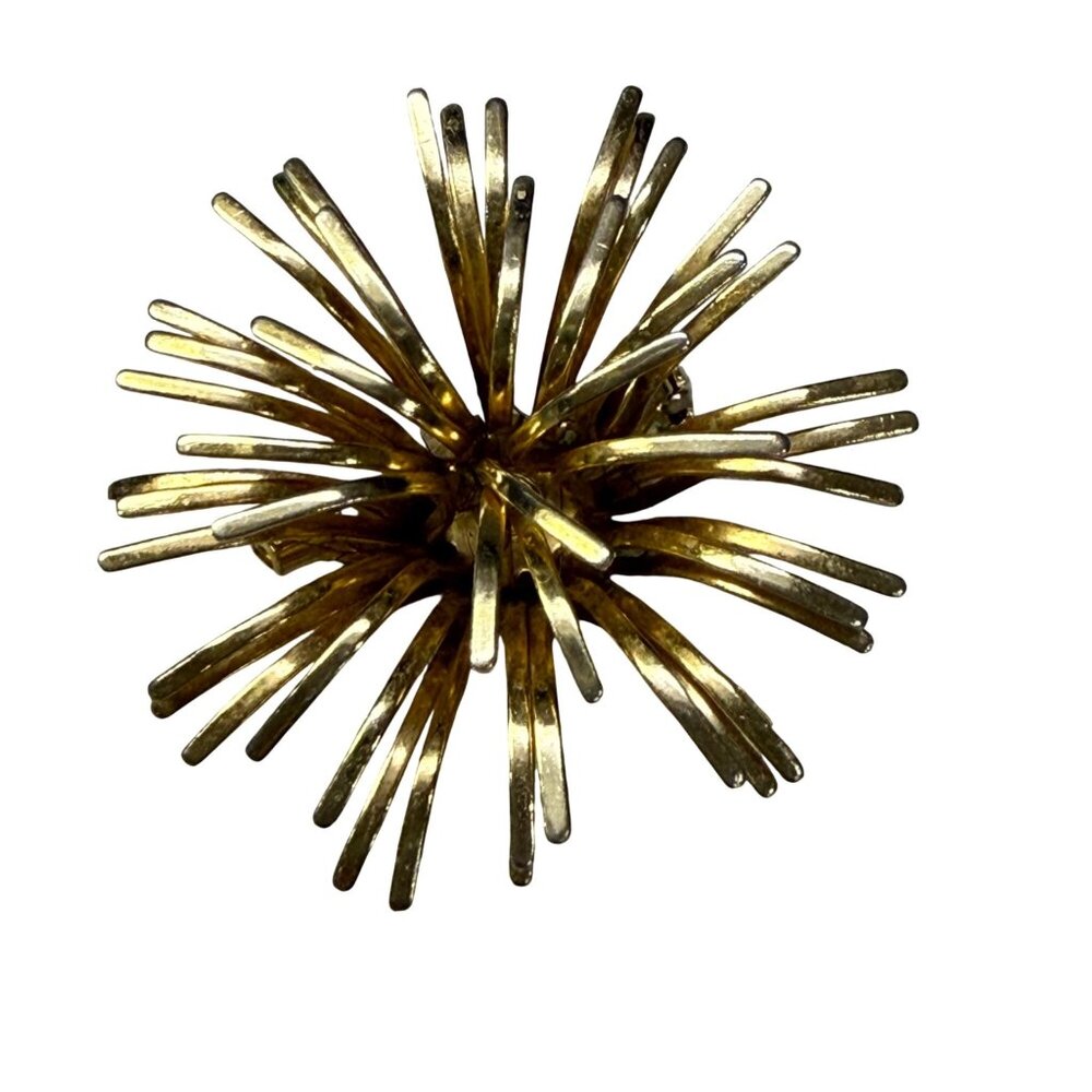 Mid-Century Modern Gold-Tone Atomic Starburst Brooch Pin Vintage Jewelry Women
